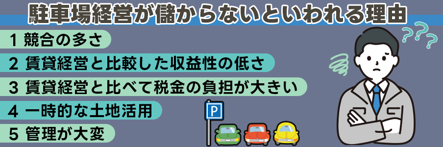 駐車場経営が儲からないといわれる理由